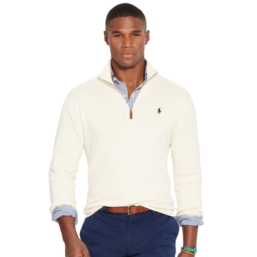 Polo Ralph Lauren French Rib 1/4 Zip Cream Sweater